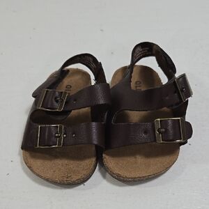Old Navy Kids Brown Faux Leather Double Strap Sandals Baby 3-6 Months